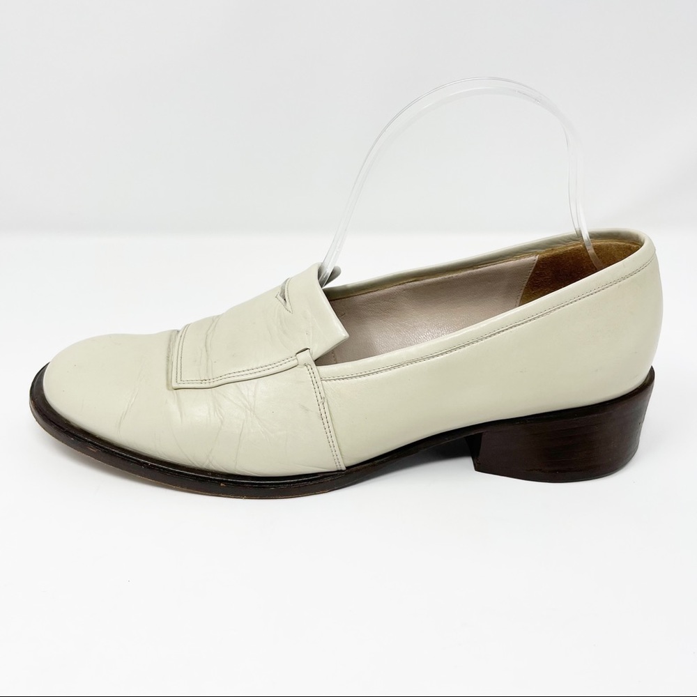 Valentine Women Italian Loafers Leather Cream Size: 8B